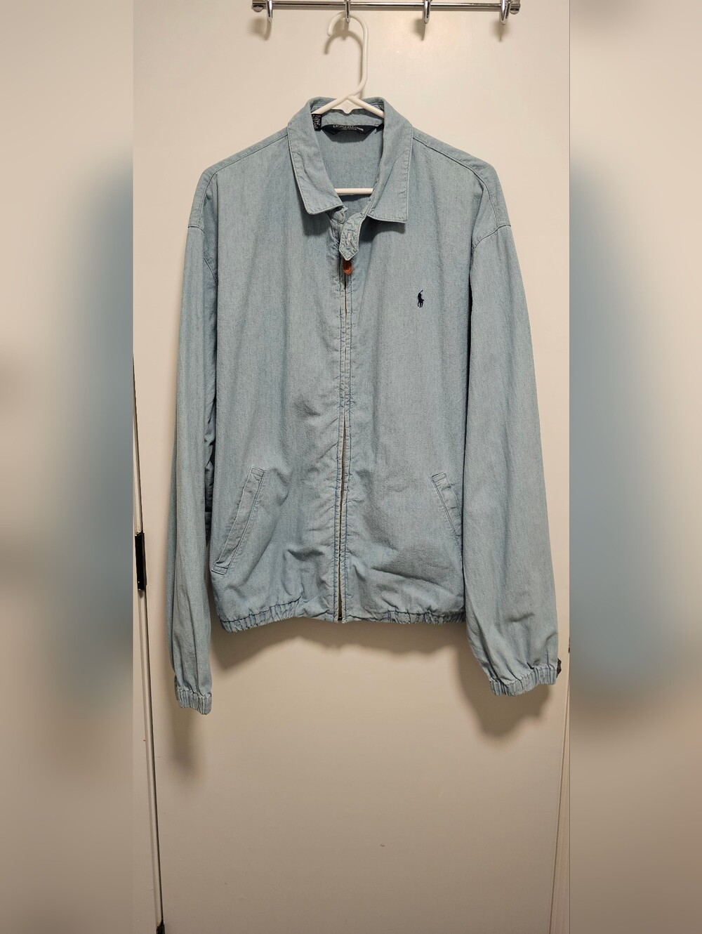 Polo by Ralph Lauren Size L Light Blue Denim Zip-Up Jacket